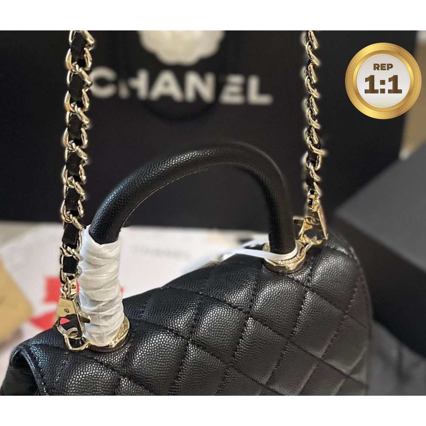 [REP 1:1] Chanel Coco With Top Handle Bag Black For Women 9.4in/24cm